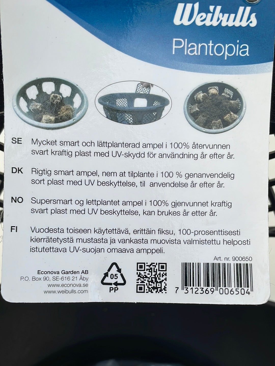 Bilde av Ampel i plast med rustfritt stål henger 30 cm-Spanne Plantesalg