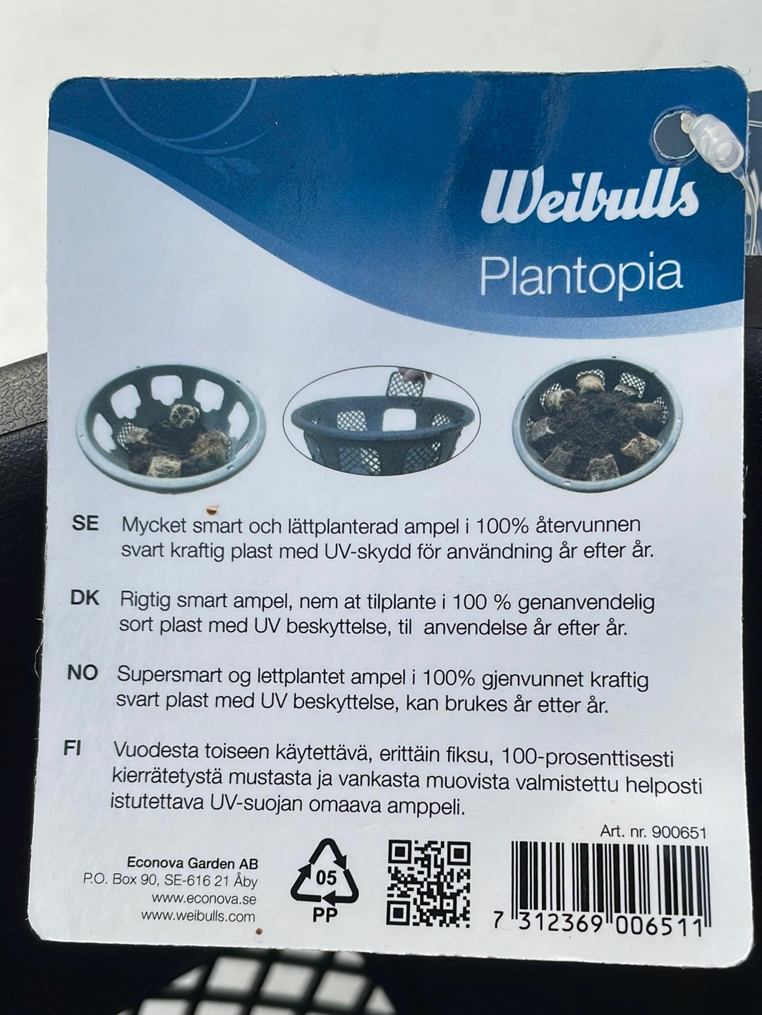 Bilde av Ampel i plast med rustfritt stål henger 35 cm-Spanne Plantesalg