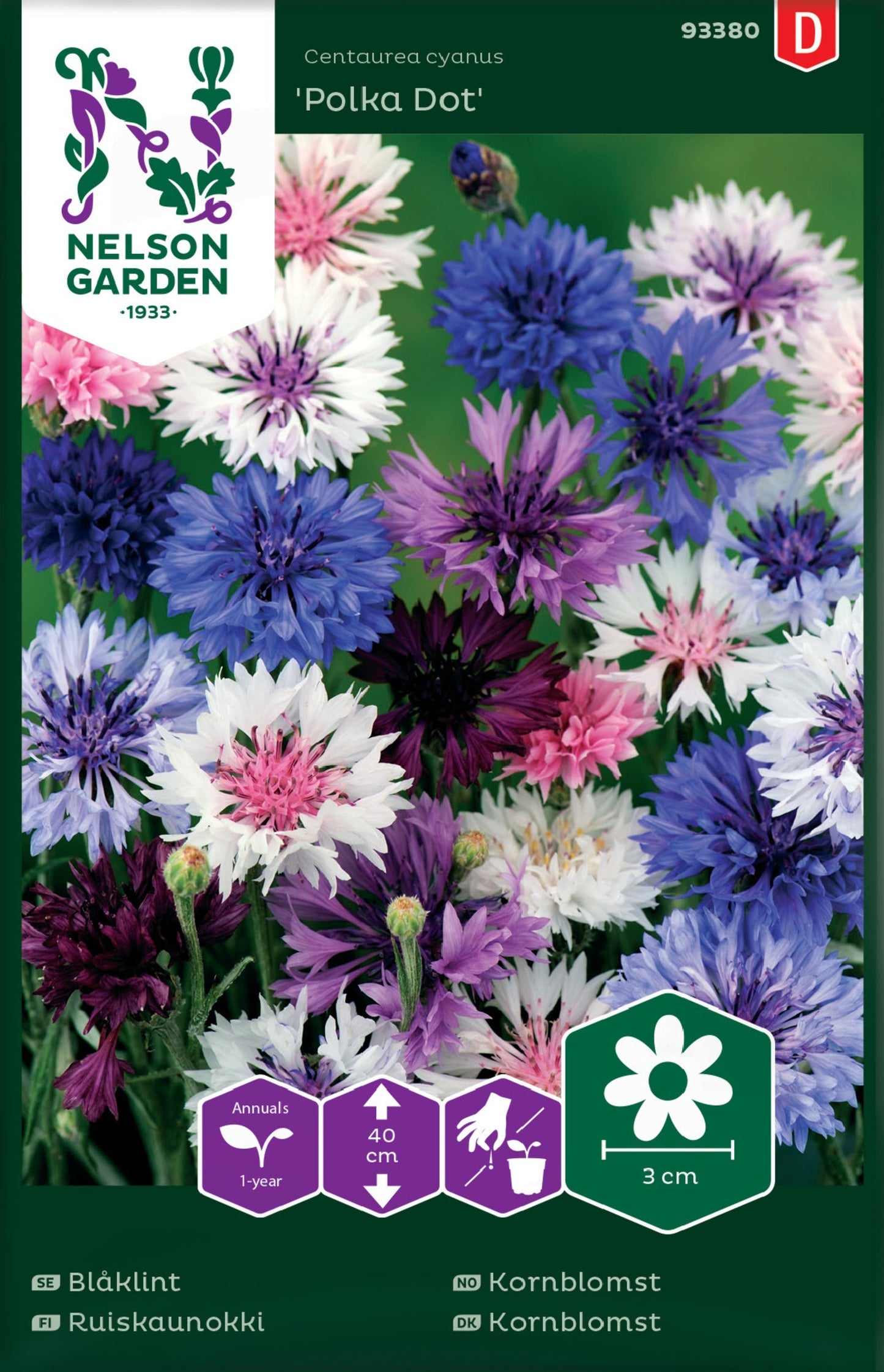 Bilde av Kornblomst, Polka Dot, lav, bl. farger-Spanne Plantesalg