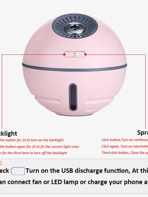 Bilde av Luftfukter 300 ml med lys og vifte rosa-Spanne Plantesalg