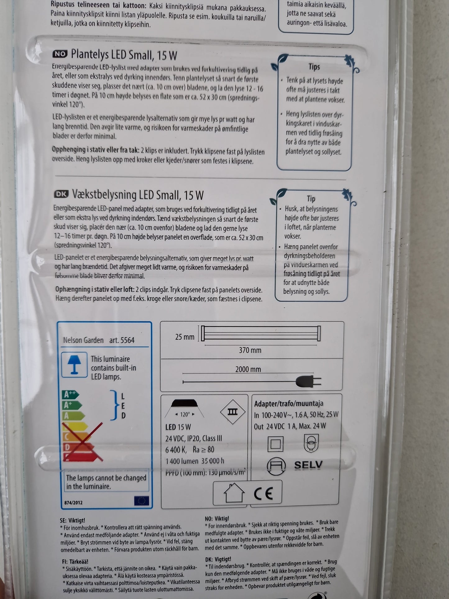 Bilde av Plantelys Led med adapter liten 15 W-Spanne Plantesalg