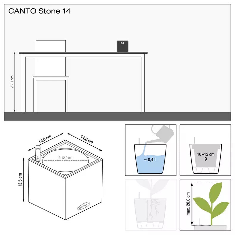 Bilde av Selvvanningspotte Lechuza Canto Stone 14-Spanne Plantesalg