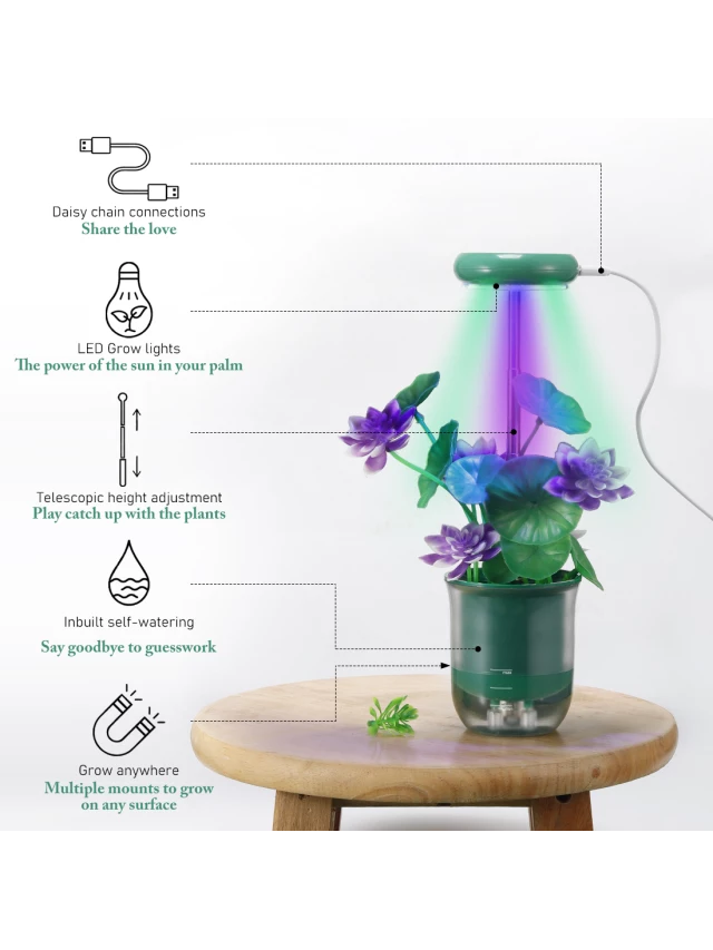 Bilde av Selvvanningspotte mini med LED lys-Spanne Plantesalg