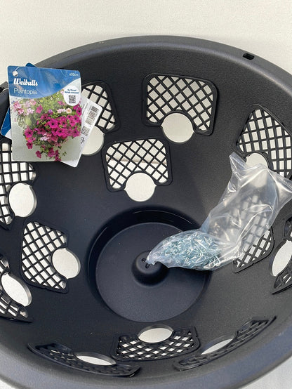 Bilde av Ampel i plast med rustfritt stål henger 35 cm-Spanne Plantesalg