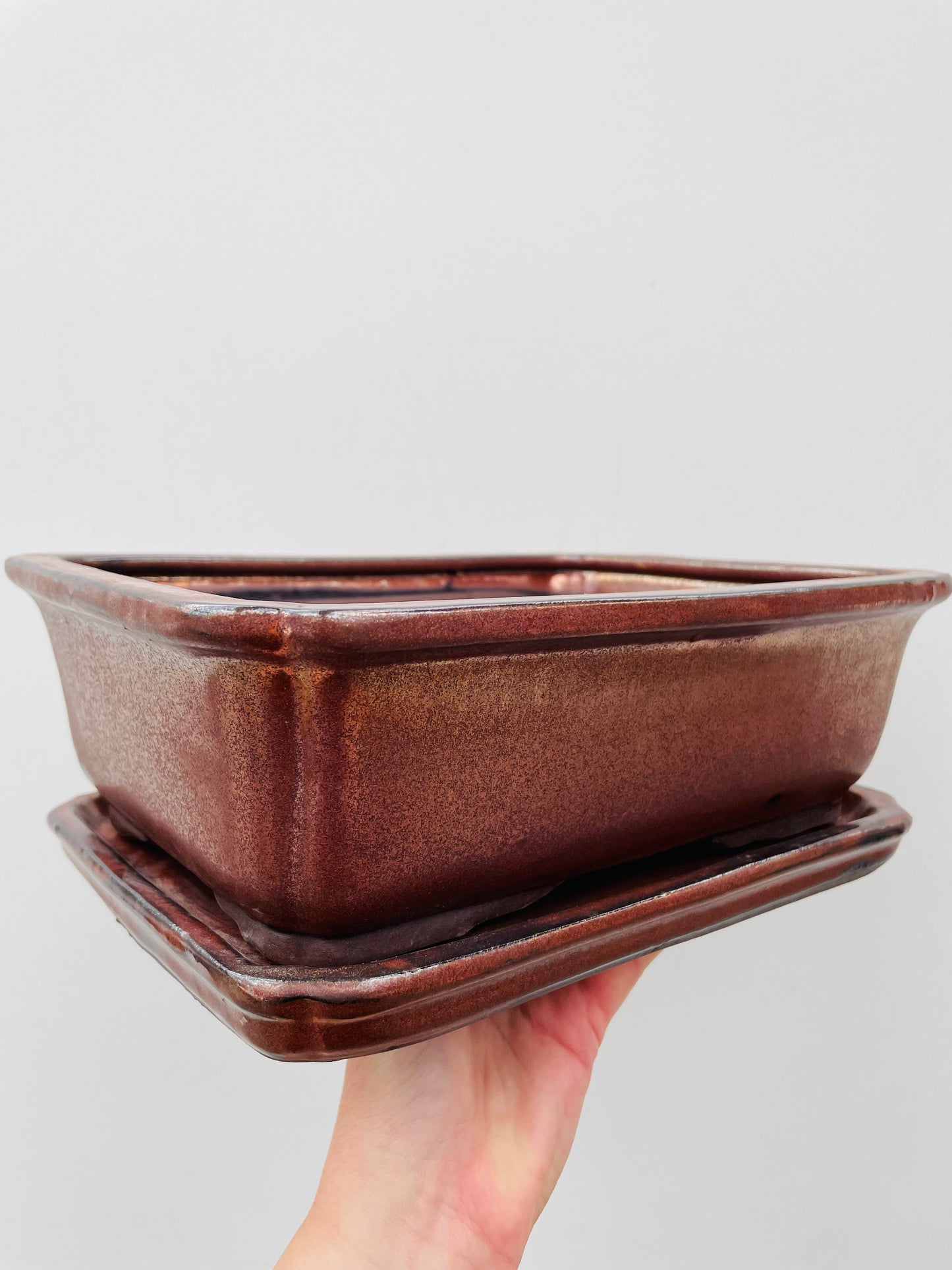 Bonsaipotte med fat 1 bronse 25 cm