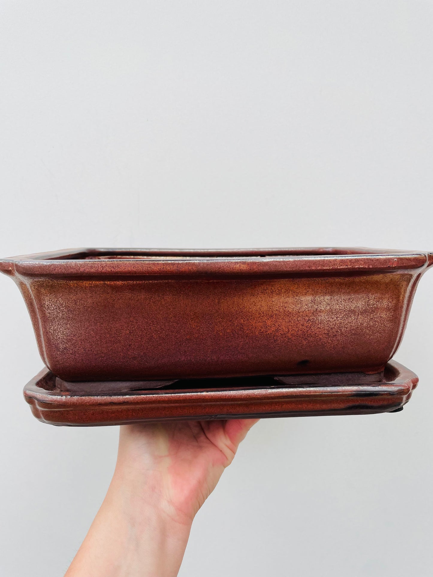 Bonsaipotte med fat 1 bronse 25 cm
