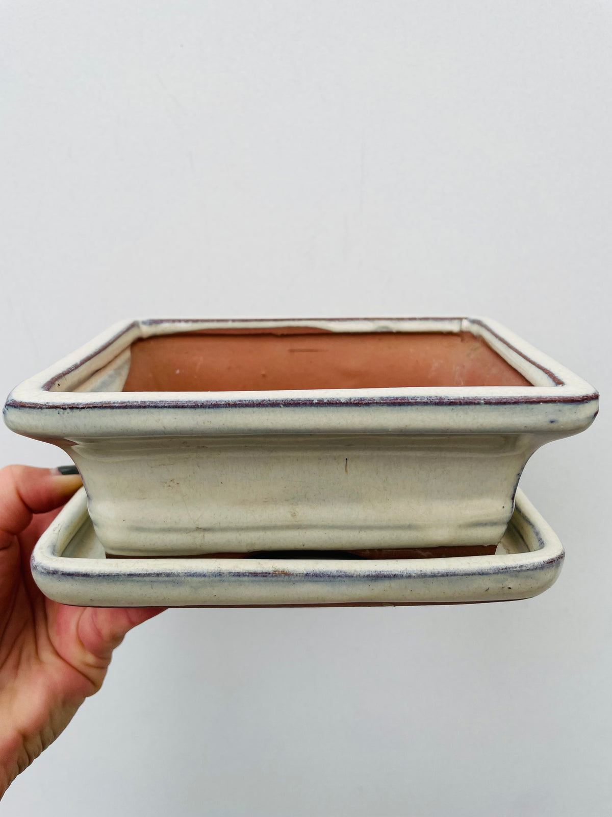 Bilde av Bonsaipotte med fat beige 15 cm-Spanne Plantesalg