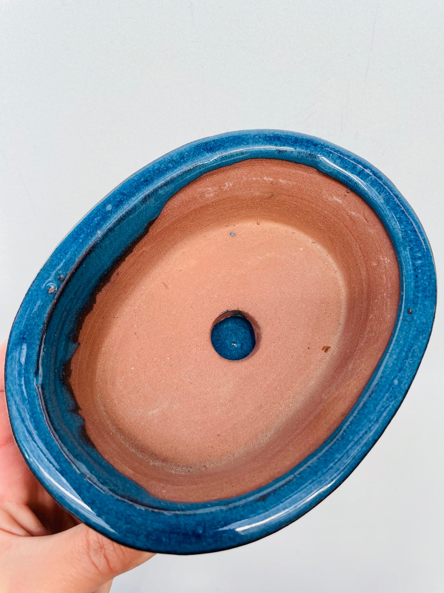 Bonsaipotte med fat blå 15 cm