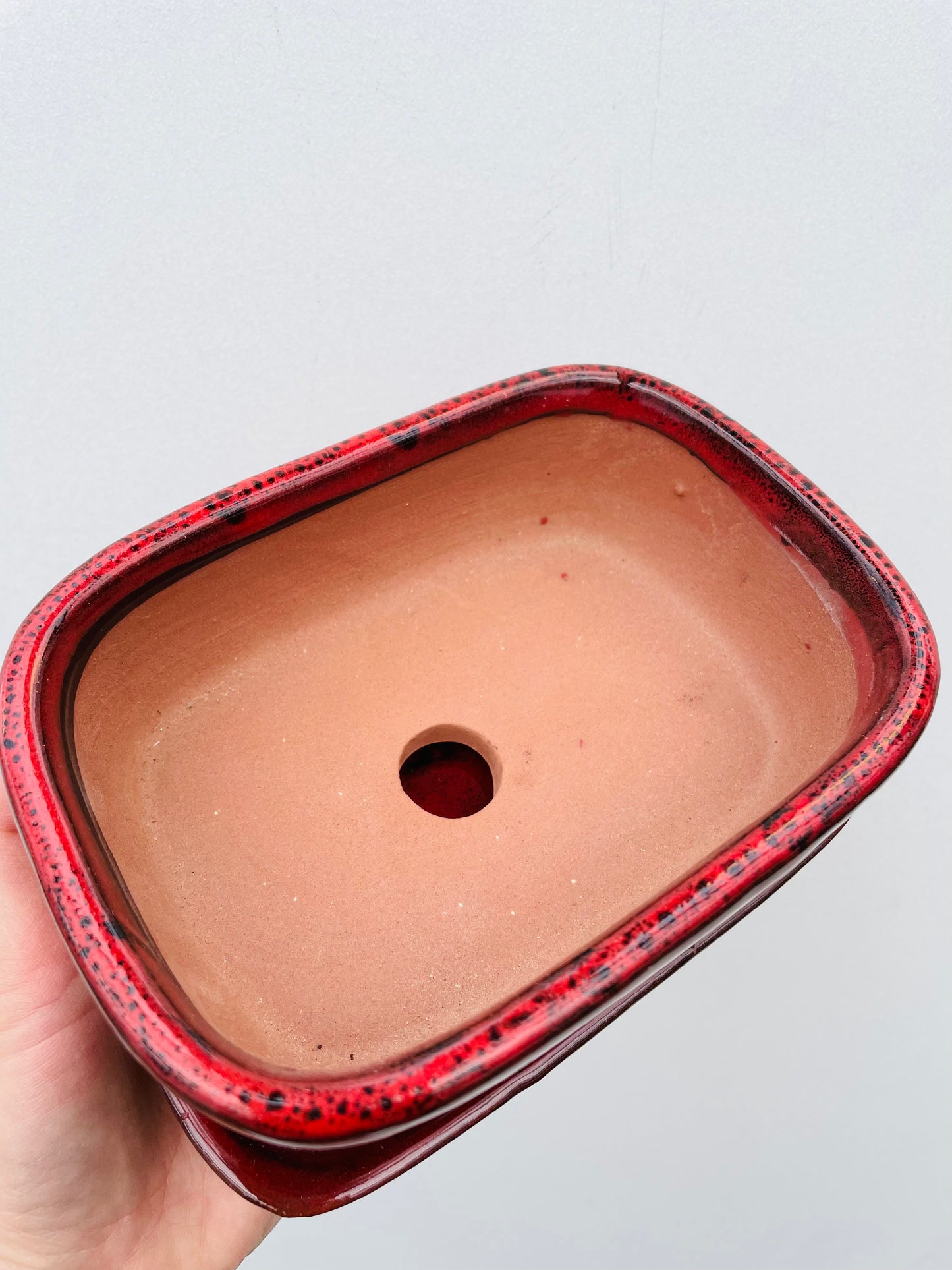 Bonsaipotte med fat rød 15 cm