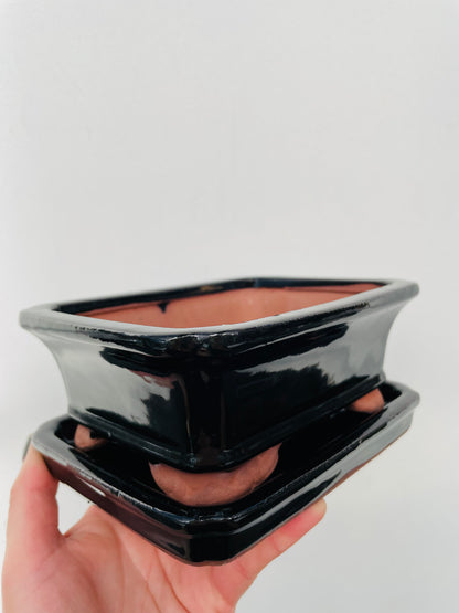 Bonsaipotte med fat svart 15 cm