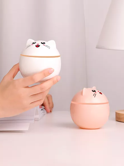 Bilde av Luftfukter 300 ml rund katt hvit-Spanne Plantesalg