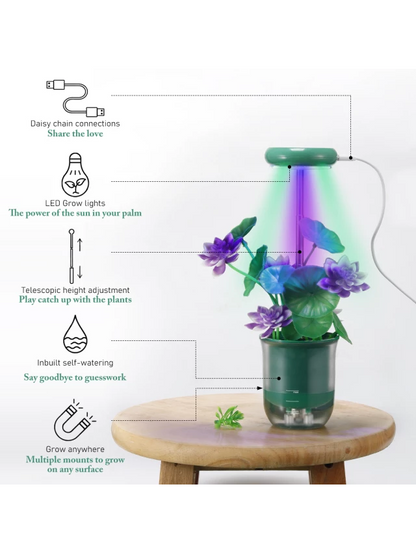 Bilde av Selvvanningspotte mini med LED lys-Spanne Plantesalg